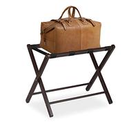 Relaxdays Wooden Luggage Rack, Foldable Suitcase Storage Stand, for Hotels & Travelling, HxWxD: 54.5 x 66 x 44 cm, Brown, Polyester