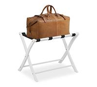 Relaxdays Wooden Luggage Rack, Foldable Suitcase Storage Stand, for Travellers, HxWxD: 52.5 x 66.5 x 48 cm, White, 52,5x66,5x48 cm