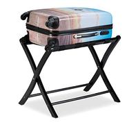 Relaxdays Wooden Luggage Rack, Foldable Suitcase Storage Stand, for Travellers, HxWxD: 52.5 x 66.5 x 48 cm, Black