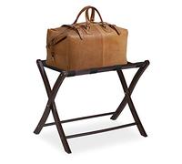 Relaxdays Wooden Luggage Rack, Foldable Suitcase Storage Stand, for Travellers, HxWxD: 52.5 x 66.5 x 48 cm, Brown, 52,5x66,5x48 cm