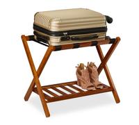 Relaxdays Wooden Luggage Rack Foldup with 2 Racks