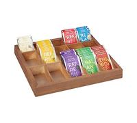 Relaxdays Wooden Organiser Box, 15 Compartments, 3.5 x 32 x 26 cm, Storage for Tea, Beads & Sewing Accessories, Natural, Wood