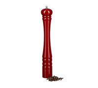 Relaxdays Wooden Pepper Mill, Ceramic Grinding Mechanism, Large, Size: 40 x 6 x 6 cm, Classic Design, Red