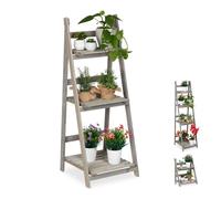 Relaxdays Wooden Plant Rack Grey