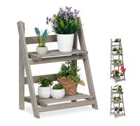 Relaxdays Wooden Plant Rack Grey
