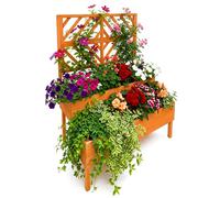 Relaxdays Wooden planter with trellis