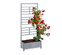Relaxdays Wooden Planter with Trellis in Grey