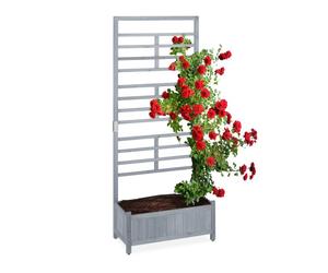 Relaxdays Wooden Planter with Trellis in Grey
