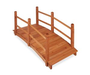 Relaxdays Wooden Pond Bridge With Rails