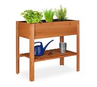 Relaxdays Wooden Raised Bed with Storage Tray