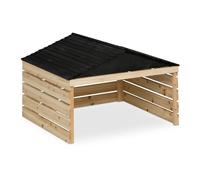 Relaxdays Robot Lawnmower Garage, Wood, HWD: 52.5 x 79 x 74 cm, Gable Roof, Mower Shelter, Garden Storage, Natural/Black