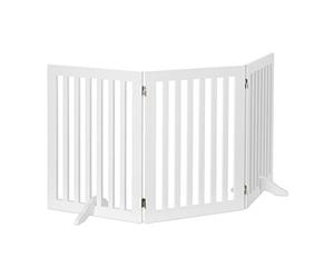 Relaxdays Wooden Safety Barrier, Adjustable Gate for Dogs & Children, Fireplace & Oven, MDF, 3 Panels, 70x154cm, White
