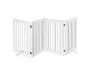 Relaxdays Wooden Safety Barrier, Adjustable Gate for Dogs & Children, Fireplace & Oven, MDF, 4 Panels, 70x206.5cm, White