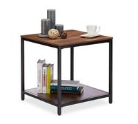 Relaxdays Wooden Side Table with Metal Frame