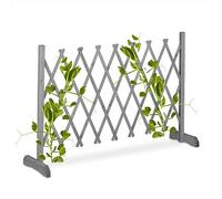 Relaxdays Wooden Trellis, Extendable up to 185 cm, Aid for Climbing Plants, Free Standing Scissor Grille, Garden, Grey, Wood, 73 x 185 x 28 cm