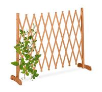 Relaxdays Wooden Trellis, Extendable up to 275 cm, Aid for Climbing Plants, Free Standing Scissor Grille, Garden, Orange, Wood, 90 x 275 x 28 cm