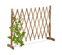 Relaxdays Wooden Trellis, Extendable up to 275cm, Aid for Climbing Plants, Free Standing Scissor Grille, Garden, Natural, Wood, 90 x 275 x 28 cm