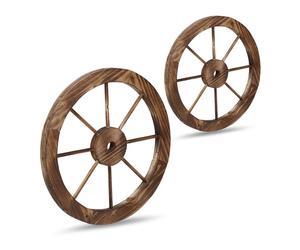 Relaxdays Wooden Wagon Wheel Set of 2