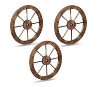 Relaxdays Wooden Wagon Wheel Set of 3