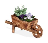 Relaxdays Wooden Wheelbarrow Planter