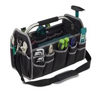 Relaxdays Tool Bag, Empty, Carrying Handle and Shoulder Strap, Open Equipment Carrier Box, HxWxD: 30 x 42 x 23 cm, Black, Polyester