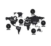 Relaxdays World Map with 5 Clocks