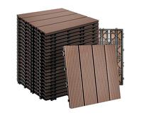 Relaxdays WPC Deck Tiles, 22 pcs, 30 x 30 cm, Weatherproof, Click System, Brown, 2 m² Balcony & Terrace Flooring