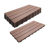Relaxdays WPC Tiles 6 Pieces, 60 x 30 cm, Balcony Tiles, Weatherproof, Patio Tiles Click System, 1.1 m², Wood Look, Brown