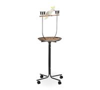 Relaxdays XL Activity Centre For Parrots, Approach Rod, 2 Bowls, Mobile, Cockatiel, HWD: 130 x 60 x 60 cm, Steel, Pack of 1