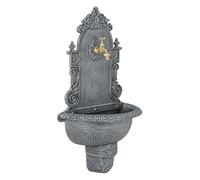 Relaxdays XL antique wall fountain with tap, nostalgic garden basin, grey