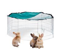 Relaxdays Free Range Pen with Netting, Outdoor Enclosure for Rodents, Sun Protection, Ø 145 cm, Galvanized