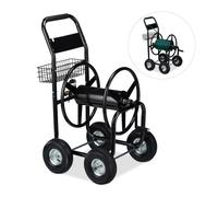 Relaxdays XL Hose Cart Metal Black