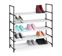 Relaxdays XL plug rack, 5 tiers, space for 20 pairs storage, 30x87.5x90.5cm, white shoe organiser, Steel, 90,5 x 87,5 x 30 cm