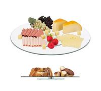 Relaxdays XL Serving Platter, 360° Swivel, Cheese, Snacks, Cake, Round, 45 cm, Glass Stand, Transparent/Silver