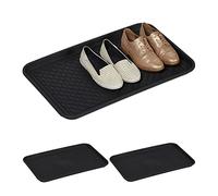 Relaxdays XL Shoe Tray, Set of 3, Hallway Storage for Muddy or Wet Boots, Wellies & Trainers, 60 x 40 cm, Plastic, Black