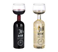 Relaxdays XL Wine Glass Bottle, With Quote, Fun Gift for Wine Lovers, 750 ml, Transparent