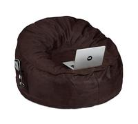 Relaxdays XXL Beanbag Chair, Suede Look, Foam, 2 Side Pockets, Giant Seat Cushion, Adult, HWD: 60x110x110 cm, Dark Brown
