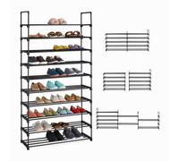 Relaxdays XXL Shoe Rack 10 Levels, Plug-in System, Hallway Storage Tower, Stable, Extendable, 175,5 x 93 x 30,5, Black, Steel