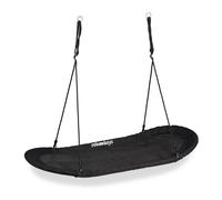 Relaxdays XXL Nest Swing, Oval, Kids & Adults, Outdoor Play Equipment, Holds up to 100 kg, 141.5 x 43.5 cm, Black