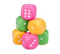 Relaxdays XXL Pack of 6 Fabric Dices, PU & Foam Dice, Set with Six Soft Dices, Soft, Colourful