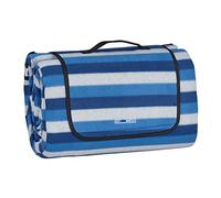Relaxdays XXL Picnic Blanket, Aluminium Coating, Folding Beach Rug with Handle, 200x300cm cm, Soft, Blue/White