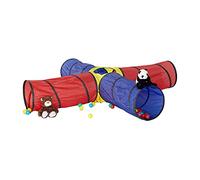 Relaxdays XXL Play Tunnel. Large 4 Tube Colourful Crawling Tunnel for Kids Age 3 and Up