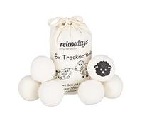 Relaxdays XXL Wool Dryer Balls, Set of 6 New Zealand Balls, Eco-Friendly, Ø 7 cm, White