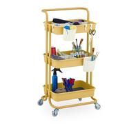 Relaxdays Yellow Storage Trolley with Felt Inserts