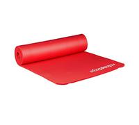 Relaxdays Yoga Mat 180x60 cm, Pilates, Fitness, Stretching, Carrying Strap, Non-slip, Gymnastics, 10 mm, Red, Rubber, 1x60x180 cm