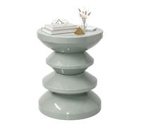 Relaxdays Zigzag Side Table & Stool, Living Room Decor, Metal, 46 x 35 x 35 cm, Sage