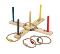 Relaxdays RelaxdaysRing Toss Game, for Children & Adults, Indoors & Outdoor, Simple Rules, Fast-Pace, Active, Wood, Multicoloured, 16 x 41 x 41 cm