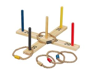 RelaxdaysRing Toss Game, for Children & Adults, Indoors & Outdoor, Simple Rules, Fast-Pace, Active, Wood, Multicoloured