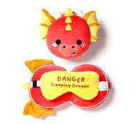 Relaxeazzz Adoramagics Dragon Round Plush Travel Pillow & Eye Mask - Sleep Eye Mask Masks - Kids Travel Accessories For Sleeping Airplane - Flight Plane Neck Pillow Pillows