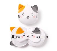 Relaxeazzz Adoramals Pets Lola the Cat Round Plush Travel Pillow & Eye Mask - Sleep Eye Mask Masks - Kids Travel Accessories For Sleeping Airplane - Flight Plane Neck Pillow Pillows